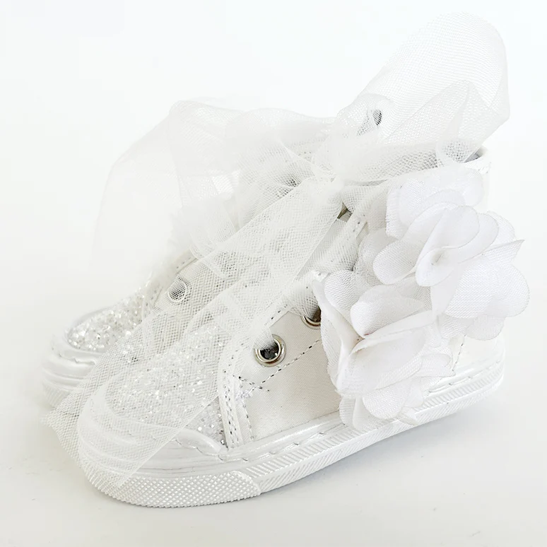 SNEAKERS RASO E GLITTER CON FIORE - immagine 2