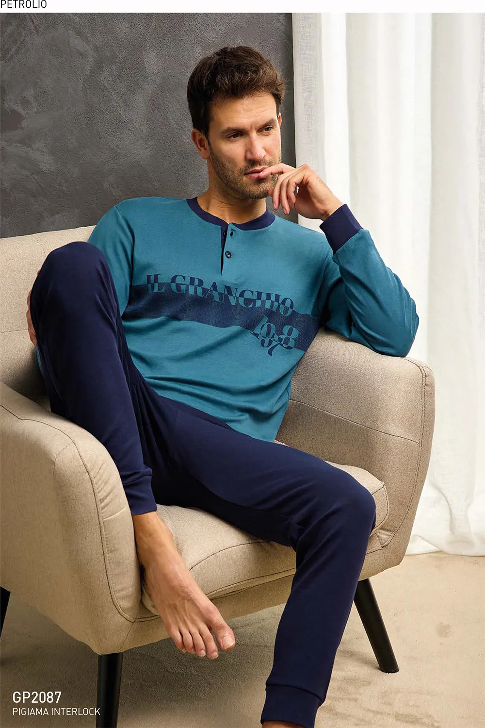 Pigiama in CALDO COTONE uomo GRANCHIO – GP2087 - immagine 2