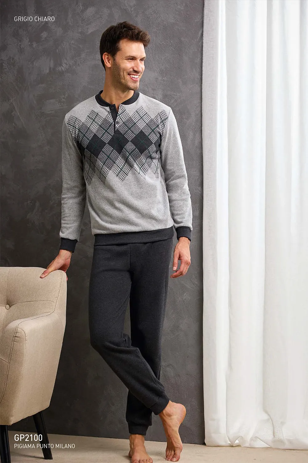 Pigiama in PUNTO MILANO uomo GRANCHIO – GP2100 - immagine 3