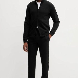 TUTA COMPLETA UOMO EMPORIO ARMANI NERA CON ZIP E BANDA LATERALE LOGATA TONO SU TONO