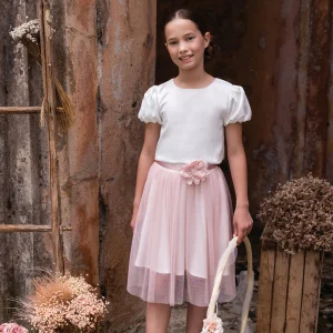 TOP IN RASO CON MANICA A SBUFFO