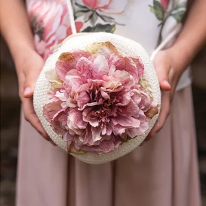 BORSINA PAGLIA CON PEONIA