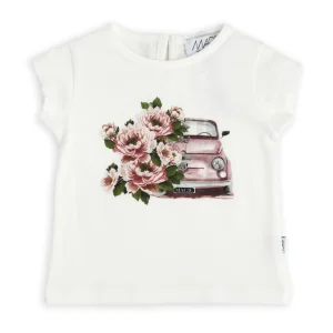 T-SHIRT STAMPA MACCHINA E FIORI