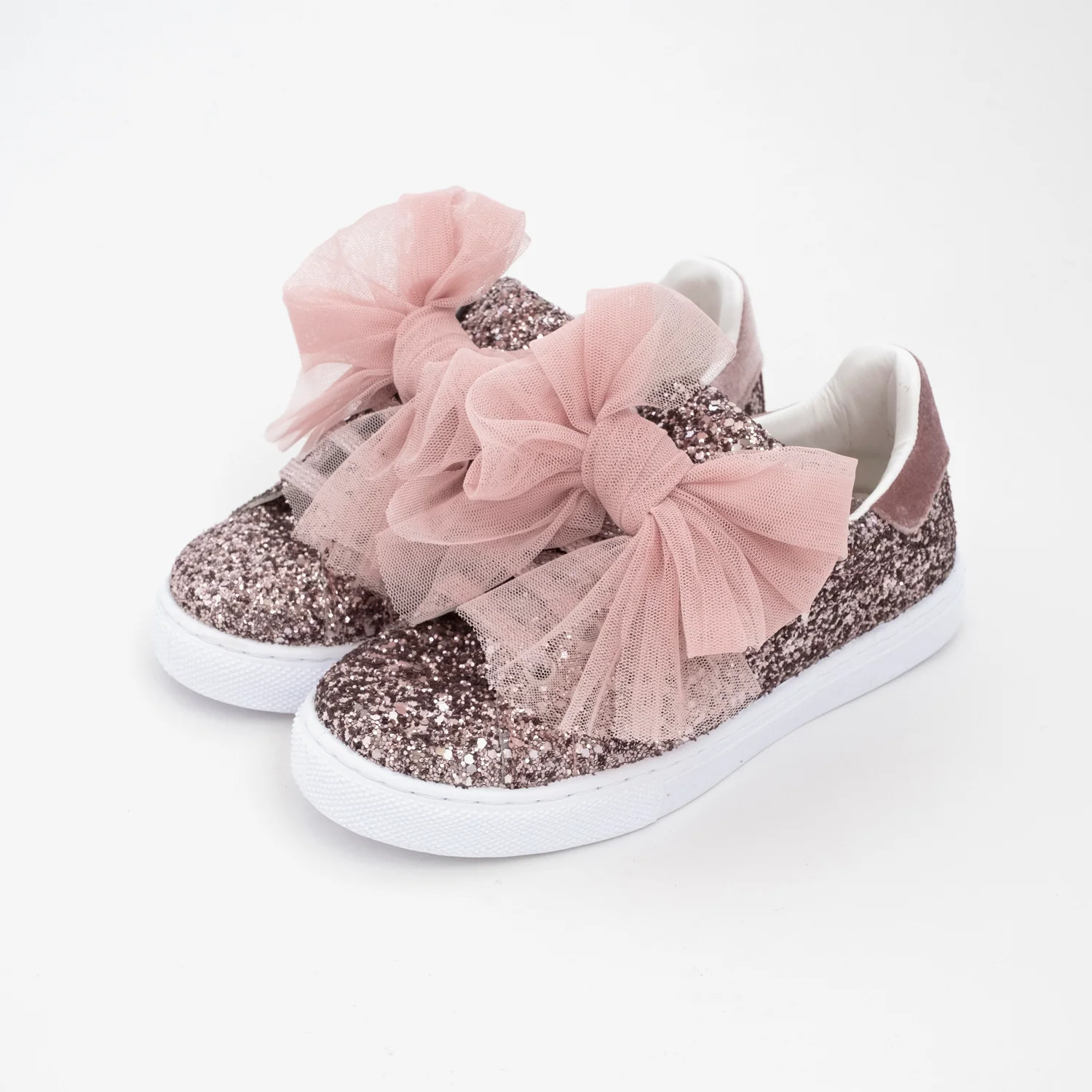 SNEAKERS GLITTER CON FIOCCO TULLE - immagine 2