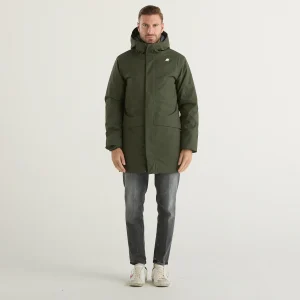 K-way parka Jarno con cappuccio in tessuto verde