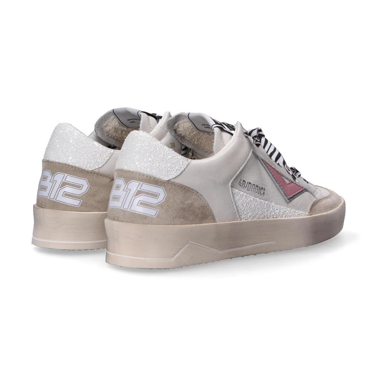 4B12 sneaker Kyle pelle bianca rosa - immagine 8