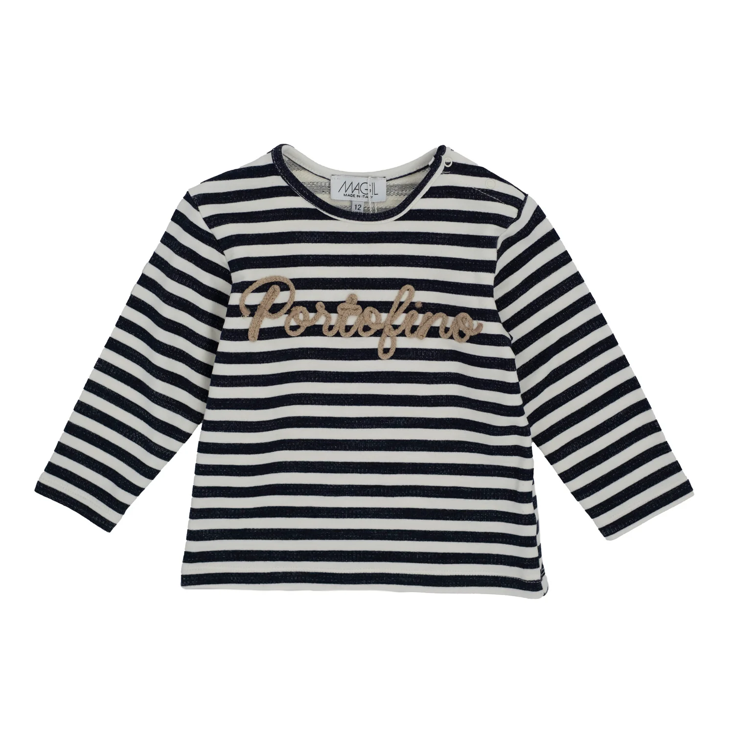 FELPINA RIGATA CON RICAMO