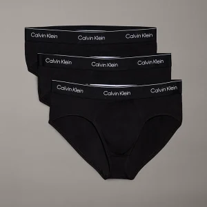 3 PACK SLIP UOMO CALVIN KLEIN IN COTONE NERO CON ELASTICO TONO SU TONO LOGATO