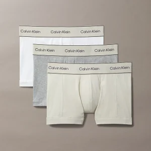 3 PACK BOXER UOMO CALVIN KLEIN IN COTONE HERITAGE BIANCO, GRIGIO E PANNA CON ELASTICO LOGATO