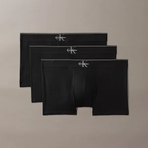 CONFEZIONE 3 BOXER UOMO CALVIN KLEIN COTONE ELASTICIZZATO NERO CON ELASTICO NERO CON LOGO CK