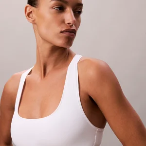 BRASSIERE DONNA CALVIN KLEIN IN COTONE SENZA IMBOTTITURA BIANCA CON ELASTICO LOGATO