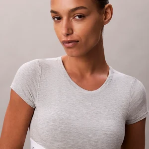 BRASSIRE T-SHIRT CALVIN KLEIN DONNA GRIGIA CON ELASTICO BIANCO LOGATO