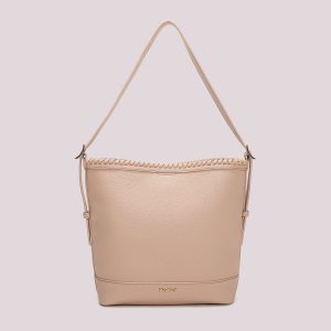 Borsa a Secchiello Rigida con Bordo Intrecciato – Cipria – Mimì Muà Firenze