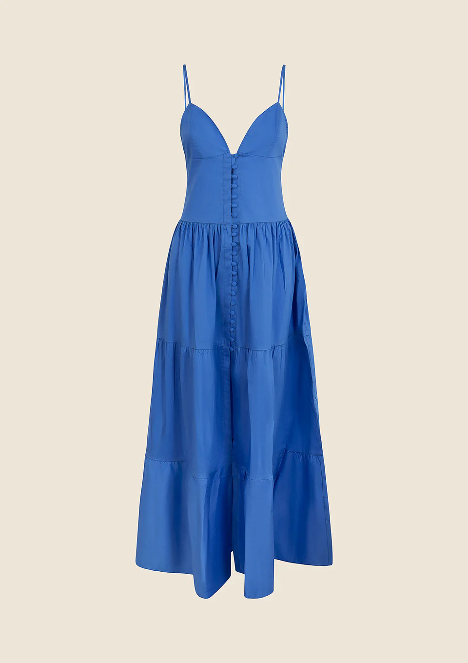 ABITO LUNGO ME FUI IN 100% COTONE CON SPACCO E BOTTONCINI SUL DAVANTI NEL COLORE AZZURRO - immagine 5