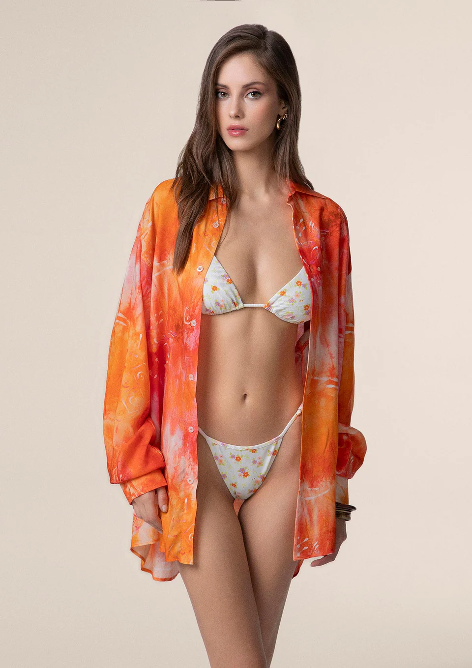 CAMICIONE ME FUI 100% VISCOSA NEI COLORI DELL’ARANCIO E ROSA