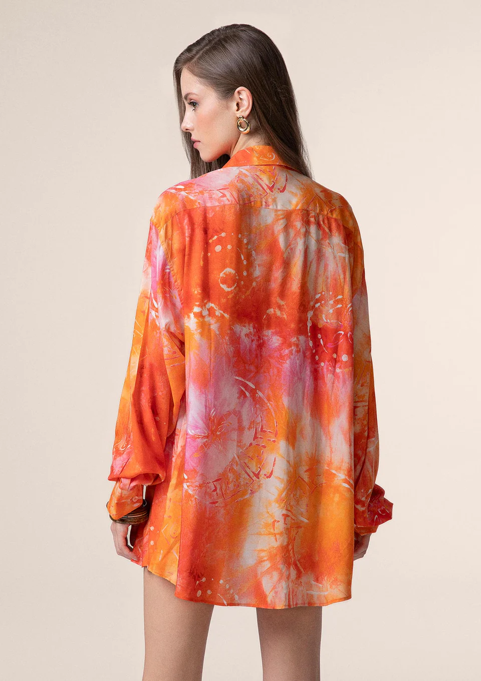 CAMICIONE ME FUI 100% VISCOSA NEI COLORI DELL’ARANCIO E ROSA - immagine 3