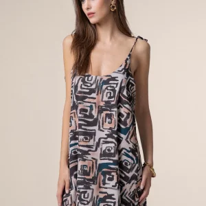 ABITO CORTO DONNA ME FUI CON SCOLLO SULLA SCHIENA E BRETELLINA REGOLABILE. COLORI BEIGE E MARRONE