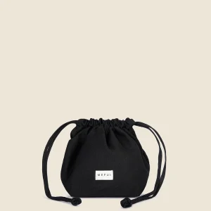 POCHETTE MARE ME FUI CON COULISSE IN COTONE NERA