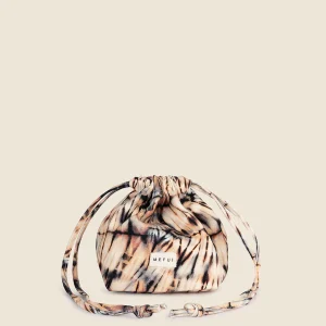 POCHETTE MARE ME FUI CON COULISSE IN COTONE NELLA FANTASIA BEIGE E MARRONE