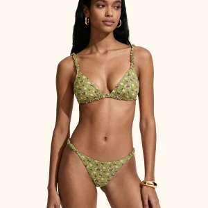 COSTUME DONNA ME FUI TRIANGOLO CON CLASSICA BRETELLA ARRICCIATA VERDE CON FIORELLINI