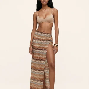 PAREO LUNGO TESSUTO TRAFORATO NEI COLORI CALDI DELLA TERRA