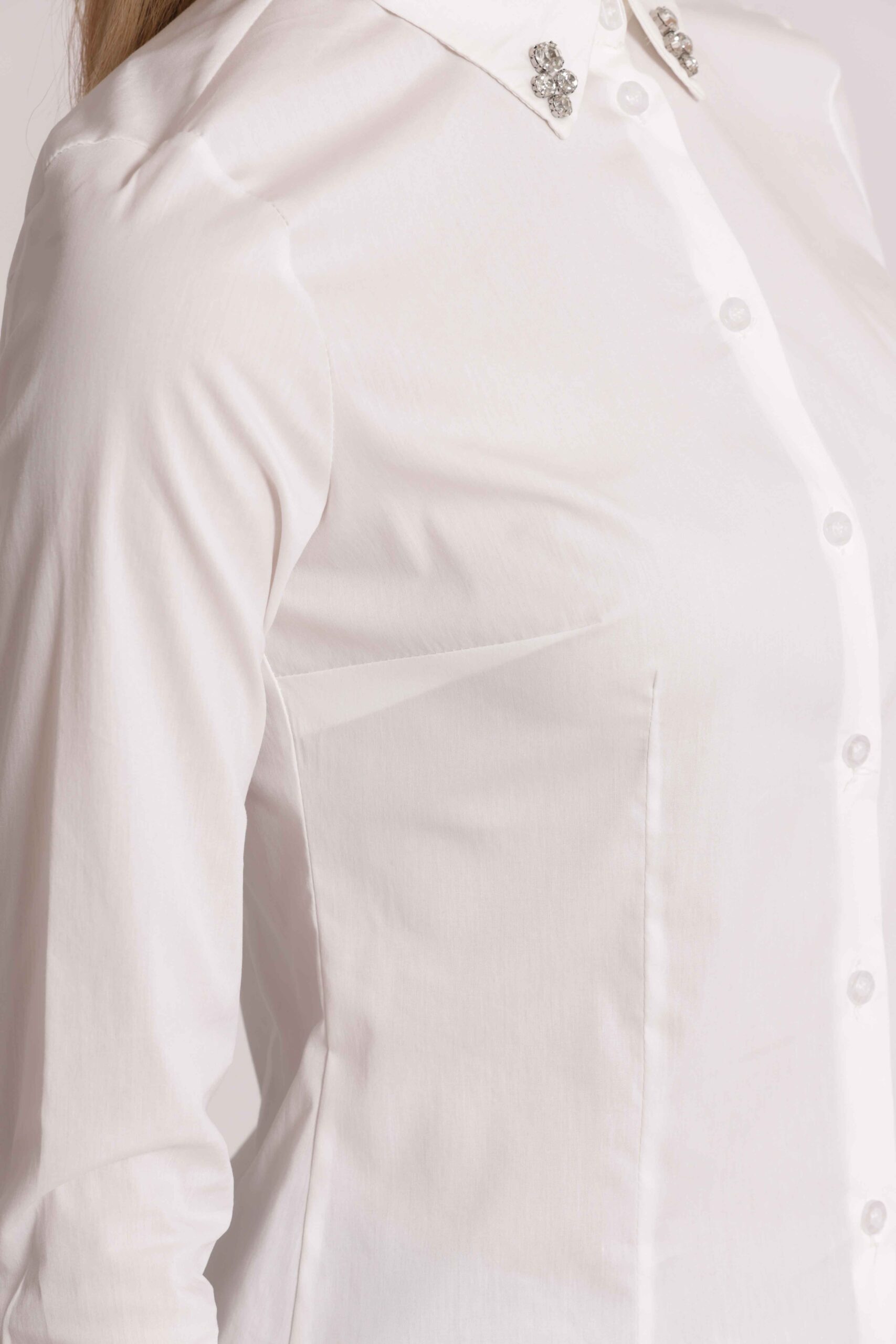 Camicia Bianca Mimì Muà Firenze con Colletto Gioiello e Strass – Made in Italy - immagine 5