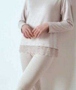 PIGIAMA DONNA LUNGO INV.CON PIZZO PEPENERO