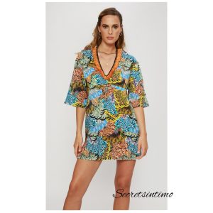 VESTITO 4GIVENESS CON MEZZA MANICA E FRANGETTA SULLA SCOLLATURA