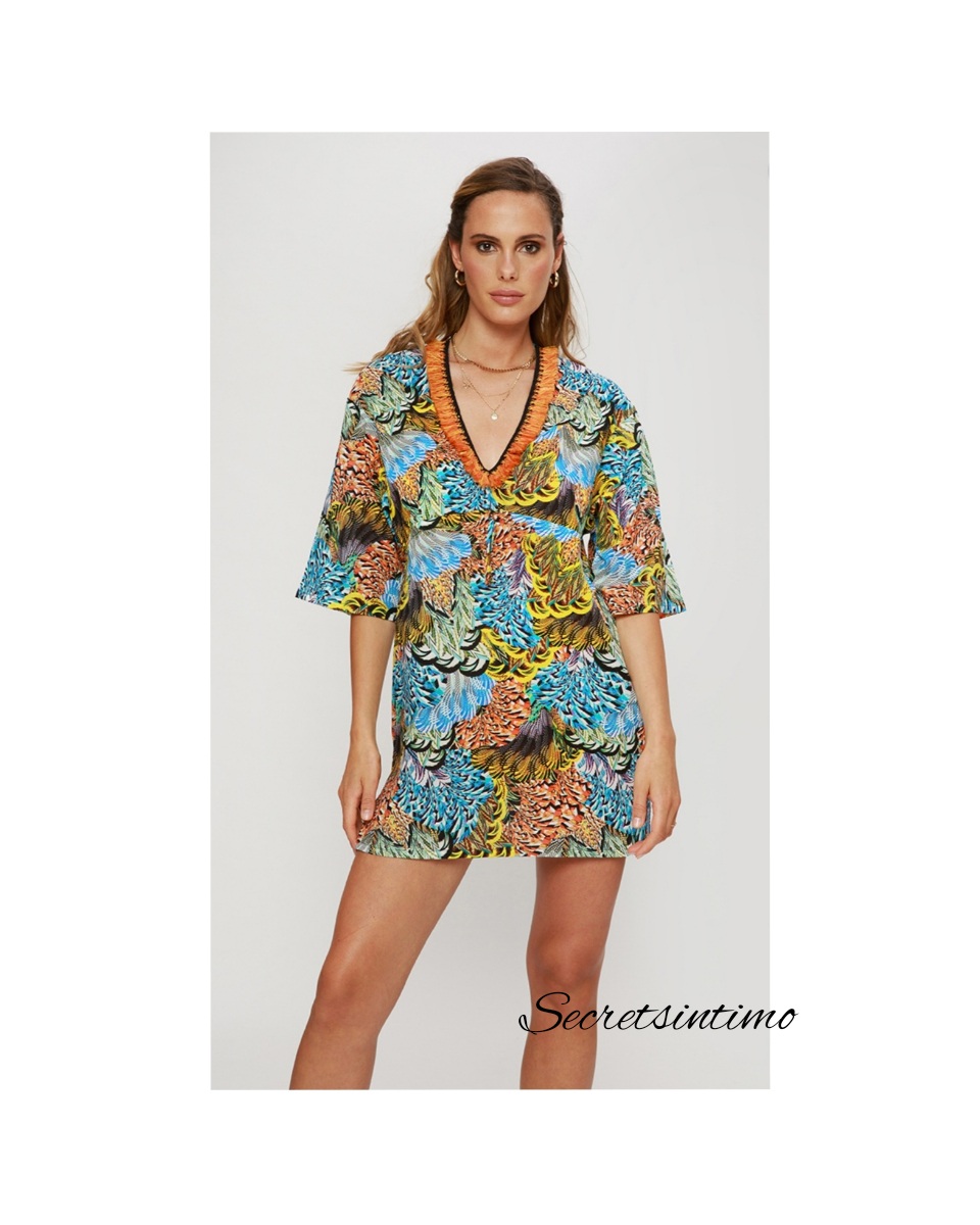 VESTITO 4GIVENESS CON MEZZA MANICA E FRANGETTA SULLA SCOLLATURA - immagine 2