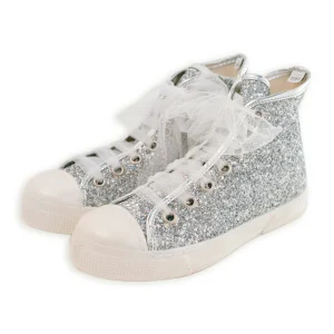 SNEAKER ALTA GLITTER STRINGHE IN TULLE