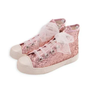 SNEAKER ALTA GLITTER STRINGHE IN TULLE
