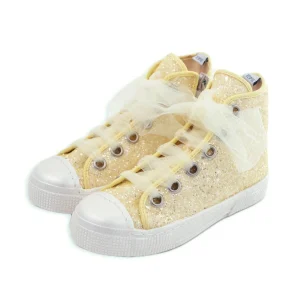 SNEAKER ALTA GLITTER STRINGHE IN TULLE