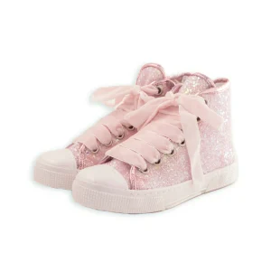 SNEAKER ALTA GLITTER STRINGHE IN VELLUTO