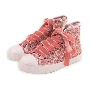 SNEAKER ALTA GLITTER STRINGHE IN VELLUTO