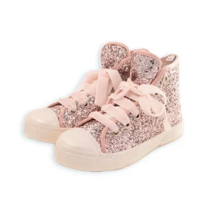 SNEAKER ALTA GLITTER STRINGHE IN VELLUTO