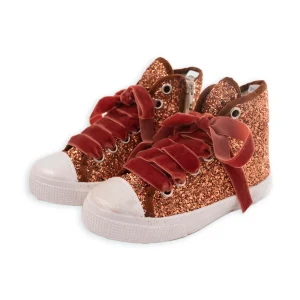 SNEAKER ALTA GLITTER STRINGHE IN VELLUTO