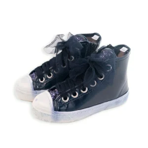 SNEAKER ALTA VERNICE E GLITTER BLU