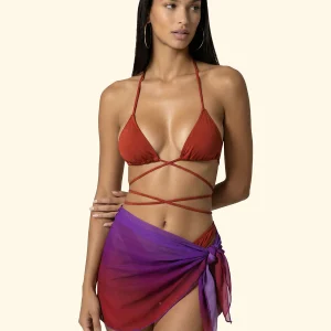 PAREO IN TULLE EFFEK SFUMATO VIOLA E RUGGINE