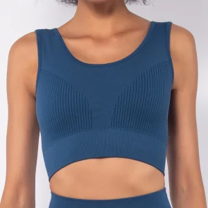 Top Akty con spalla larga e dettagli a costina - BLU - AT09