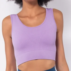 Top Akty con spalla larga e dettagli a costina - VIOLA - AT09