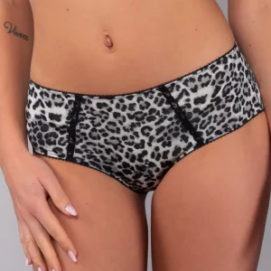 Culotte in Microfibra Animalier con Balze di Pizzo - NERO - 7919