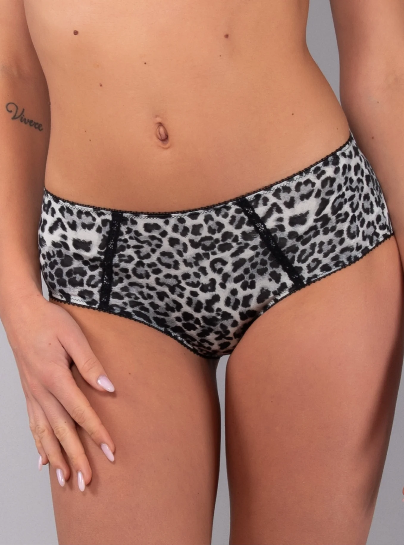Culotte in Microfibra Animalier con Balze di Pizzo - NERO - 7919 - immagine 2