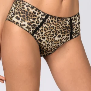 Culotte in Microfibra Animalier con Balze di Pizzo - MOKA - 7919