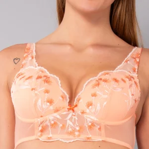 Bustino con Coppe Imbottite e Ferretto in Tulle Ricamato - PESCA - 7962