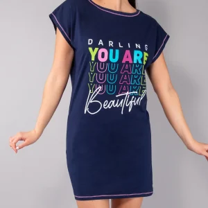 Maxi Maglia in Cotone con Stampa Super Pop - BLU - AR41