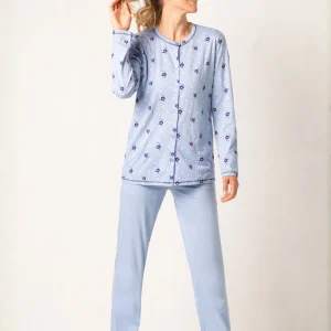 Pigiama Aperto Lungo in Cotone - INDACO - PC14