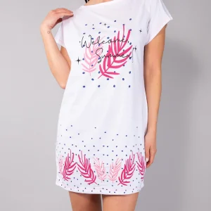 Maxi Maglia in Cotone con Maniche Kimono e Stampa Grafica - MILK - SU41