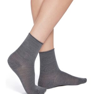 CALZINO DONNA PHILIPPE MATIGNON IN LANA E CASHMERE CON ORLO SMOLLATO