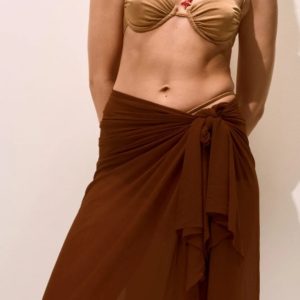 PAREO DONNA MATINEE LUNGO IN TULLE COLOR MARRONE