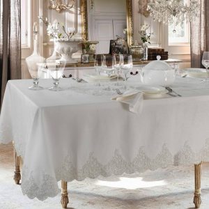 ELISABETTA SERVIZIO X 12  LINO REBRODE’ CON TOVAGLIOLI MORE’